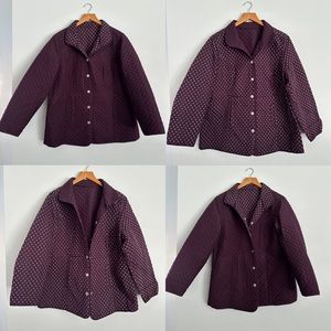 Reversible Eggplant Purple Diamond Quilted Lightweight Puff Jacket, Size XL